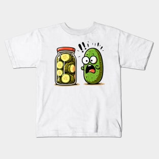 Funny Pickle Surprise Cucumber And A Jar Of Sliced Pickles Kids T-Shirt